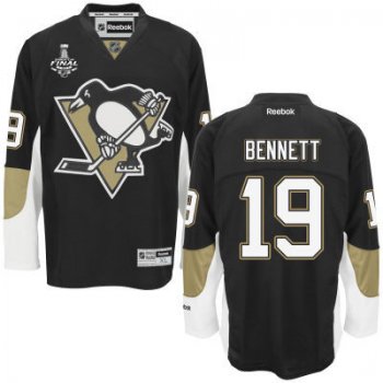 Men's Pittsburgh Penguins #19 Beau Bennett Black Team Color 2017 Stanley Cup NHL Finals Patch Jersey