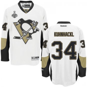 Men's Pittsburgh Penguins #34 Tom Kuhnhackl White Road 2017 Stanley Cup NHL Finals Patch Jersey
