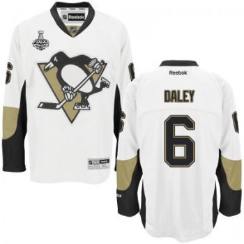 Men's Pittsburgh Penguins #6 Trevor Daley White Road 2017 Stanley Cup NHL Finals Patch Jersey