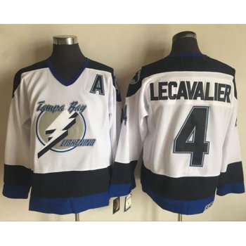 Men's Tampa Bay Lightning #4 Vincent Lecavalier White 2003-04 Throwback Stitched NHL CCM Vintage Jersey