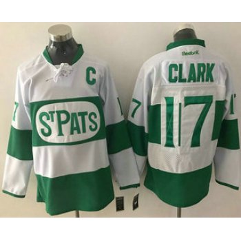 Men's Toronto Maple Leafs #17 Wendel Clark White 2017 St. Patrick's Day Green Stitched NHL Reebok Hockey Jersey