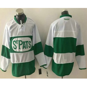 Men's Toronto Maple Leafs Blank White 2017 St. Patrick's Day Green Stitched NHL Reebok Hockey Jersey