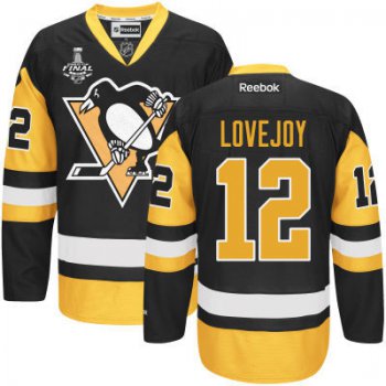 Youth Pittsburgh Penguins #12 Ben Lovejoy Black With Gold 2017 Stanley Cup NHL Finals Patch Jersey