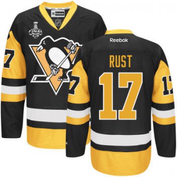 Youth Pittsburgh Penguins #17 Bryan Rust Black With Gold 2017 Stanley Cup NHL Finals Patch Jersey