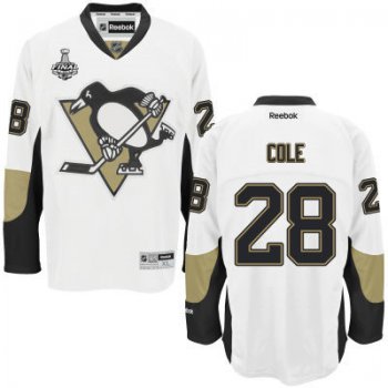 Youth Pittsburgh Penguins #28 Ian Cole White Away 2017 Stanley Cup NHL Finals Patch Jersey