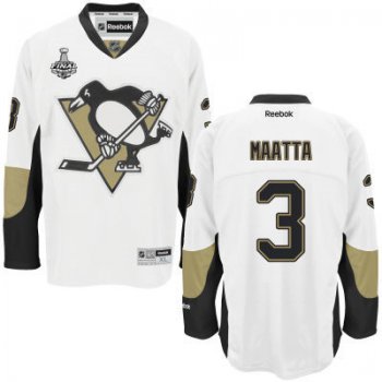 Youth Pittsburgh Penguins #3 Olli Maatta White Away 2017 Stanley Cup NHL Finals Patch Jersey