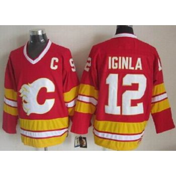 Calgary Flames #12 Jarome Iginla Red Third Throwback CCM Jersey