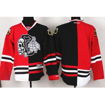 Chicago Blackhawks Blank Red/Black Two Tone With Black Skulls Jersey