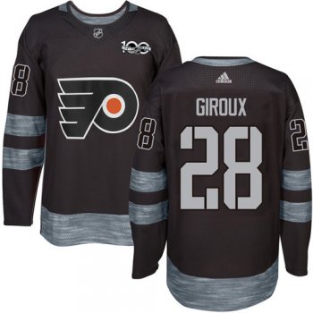Flyers #28 Claude Giroux Black 1917-2017 100th Anniversary Stitched NHL Jersey