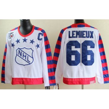 NHL 1992 All-Star #66 Marrio Lemieux White 75TH Throwback CCM Jersey