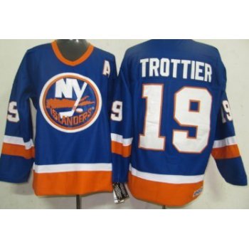 New York Islanders #19 Bryan Trottier Light Blue Throwback CCM Jersey