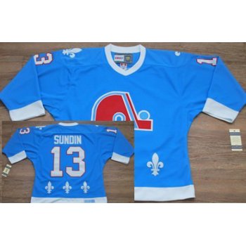 Quebec Nordiques #13 Mats Sundin Light Blue Throwback CCM Jersey