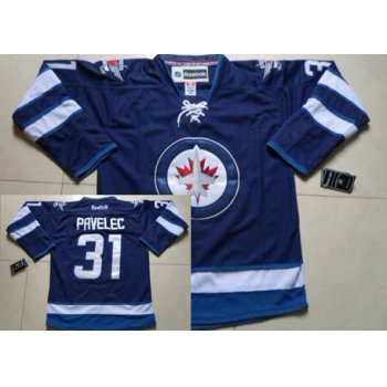 Winnipeg Jets #31 Ondrej Pavelec Navy Blue Jersey