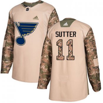 Adidas Blues #11 Brian Sutter Camo Authentic 2017 Veterans Day Stitched NHL Jersey