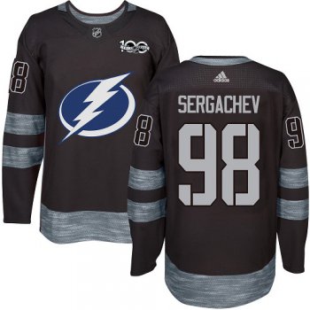 Adidas Lightning #98 Mikhail Sergachev Black 1917-2017 100th Anniversary Stitched NHL Jersey