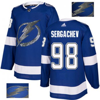 Adidas Lightning #98 Mikhail Sergachev Blue Home Authentic Fashion Gold Stitched NHL Jersey
