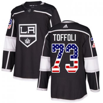 Adidas Kings #73 Tyler Toffoli Black Home Authentic USA Flag Stitched NHL Jersey