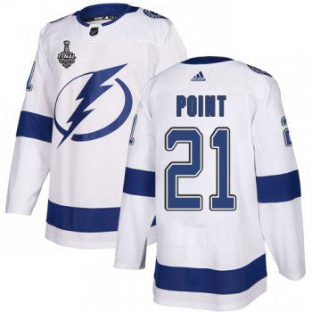 Adidas Lightning #21 Brayden Point White Road Authentic 2020 Stanley Cup Final Stitched NHL Jersey