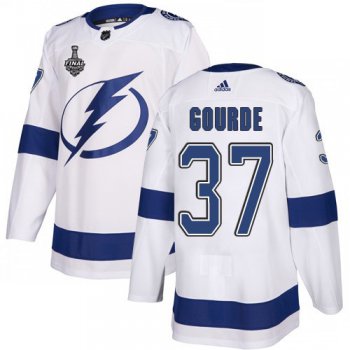 Adidas Lightning #37 Yanni Gourde White Road Authentic 2020 Stanley Cup Final Stitched NHL Jersey