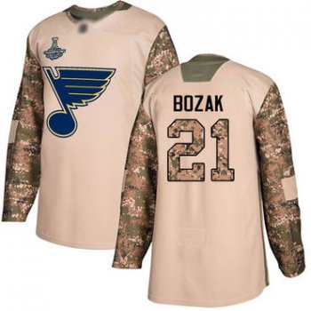 Blues #21 Tyler Bozak Camo Authentic 2017 Veterans Day Stanley Cup Champions Stitched Hockey Jersey