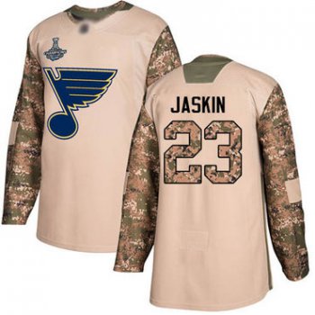 Blues #23 Dmitrij Jaskin Camo Authentic 2017 Veterans Day Stanley Cup Champions Stitched Hockey Jersey