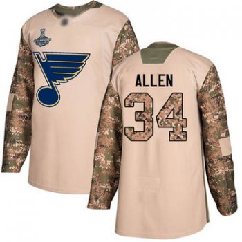 Blues #34 Jake Allen Camo Authentic 2017 Veterans Day Stanley Cup Champions Stitched Hockey Jersey