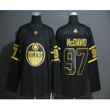Men's Edmonton Oilers #97 Connor McDavid Black Golden Adidas Stitched NHL Jersey