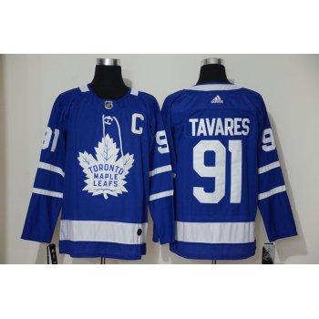 Men's Toronto Maple Leafs #91 John Tavares with C Patch Royal Blue Home Stitched Adidas NHL Jersey