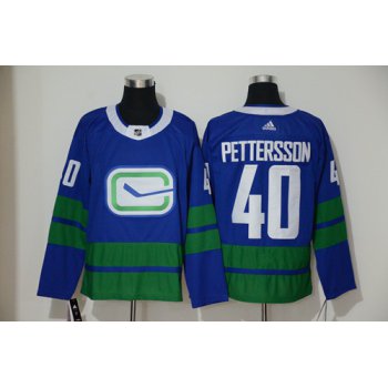 Men's Vancouver Canucks #40 Elias Pettersson Blue Alternate Authentic Stitched Hockey Jersey