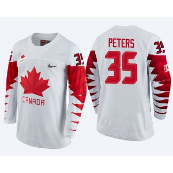 Men Canada Team #35 Justin Peters White 2018 Winter Olympics Jersey