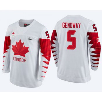 Men Canada Team #5 Chay Genoway White 2018 Winter Olympics Jersey