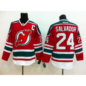 New Jersey Devils #24 Bryce Salvador Red With Green Jersey