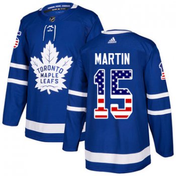 Adidas Maple Leafs #15 Matt Martin Blue Home Authentic USA Flag Stitched NHL Jersey