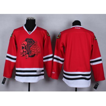 Chicago Blackhawks Blank Red With Red Skulls Jersey