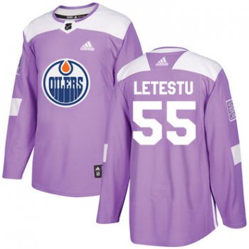 Adidas Edmonton Oilers #55 Mark Letestu Purple Authentic Fights Cancer Stitched NHL Jersey