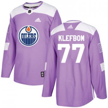 Adidas Edmonton Oilers #77 Oscar Klefbom Purple Authentic Fights Cancer Stitched NHL Jersey