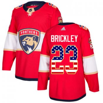 Adidas Panthers #23 Connor Brickley Red Home Authentic USA Flag Stitched NHL Jersey