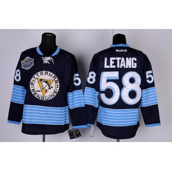 Pittsburgh Penguins #58 Kris Letang Navy Blue Third Jersey
