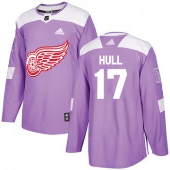 Adidas Red Wings #17 Brett Hull Purple Authentic Fights Cancer Stitched NHL Jersey