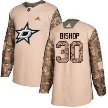 Adidas Stars #30 Ben Bishop Camo Authentic 2017 Veterans Day Stitched NHL Jersey