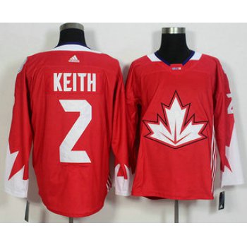 Men's Team Canada #2 Duncan Keith Red 2016 World Cup of Hockey Game Jersey