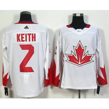 Men's Team Canada #2 Duncan Keith White 2016 World Cup of Hockey Game Jersey