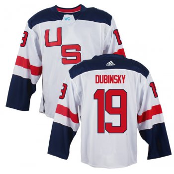 Men's Team USA #19 Brandon Dubinsky White 2016 World Cup of Hockey Game Jersey