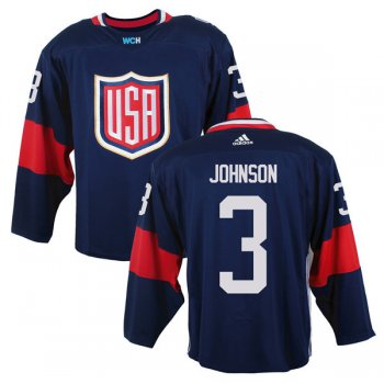 Men's Team USA #3 Jack Johnson Navy Blue 2016 World Cup of Hockey Game Jersey