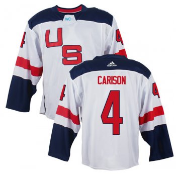 Men's Team USA #4 John Carlson White 2016 World Cup of Hockey Game Jersey