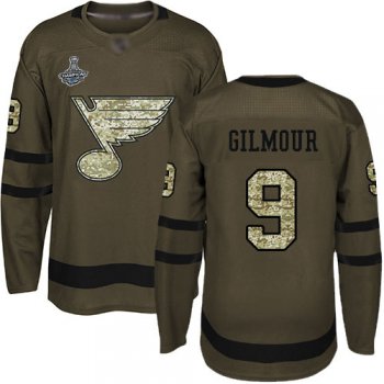 Blues #9 Doug Gilmour Green Salute to Service Stanley Cup Champions Stitched Hockey Jersey