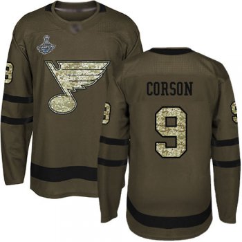 Blues #9 Shayne Corson Green Salute to Service Stanley Cup Champions Stitched Hockey Jersey