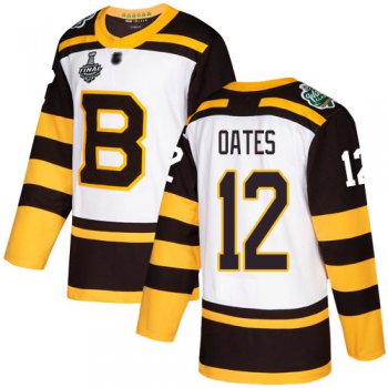 Men's Boston Bruins #12 Adam Oates White Authentic 2019 Winter Classic 2019 Stanley Cup Final Bound Stitched Hockey Jersey