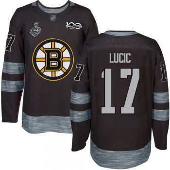 Men's Boston Bruins #17 Milan Lucic Black 1917-2017 100th Anniversary 2019 Stanley Cup Final Bound Stitched Hockey Jersey