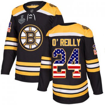 Men's Boston Bruins #24 Terry O'Reilly Black Home Authentic USA Flag 2019 Stanley Cup Final Bound Stitched Hockey Jersey